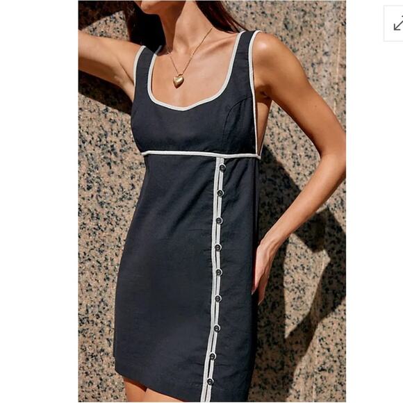 FREE PEOPLE  Vivian Mini Dress in Black Combo Size Extra Small XS - Picture 2 of 8
